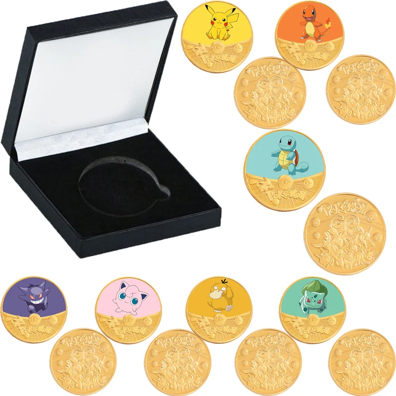 

Покемон, европейский и американский детский подарок, памятная монета, аниме, металлическое ремесло, подарочная коробка, значок, магазин карт аниме, карты с покемонами