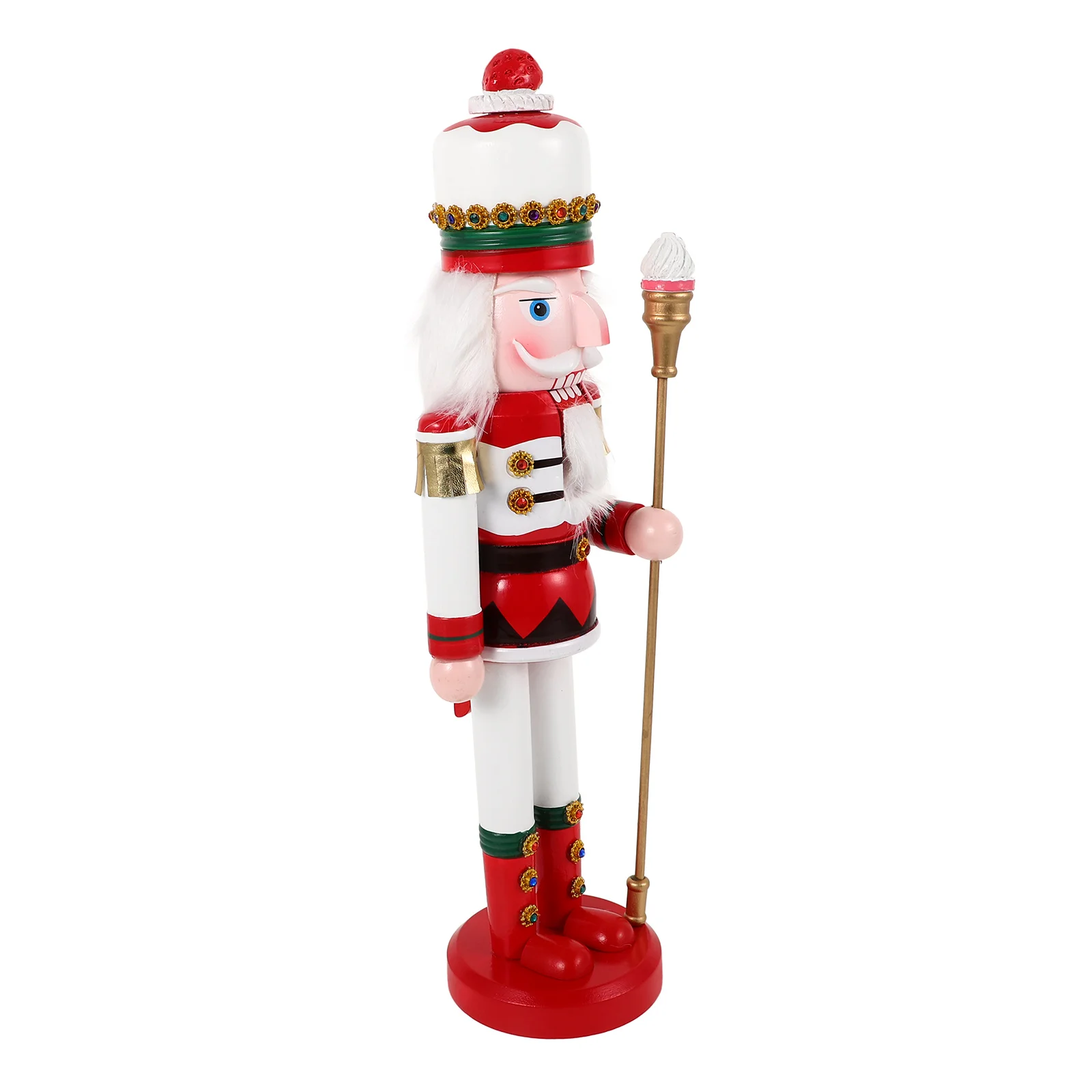 

Wooden Nutcracker Decor 38CM Candy Ice Christmas Ornament for Home Hotel Shelf Mantel Table Top Holiday Centerpieces