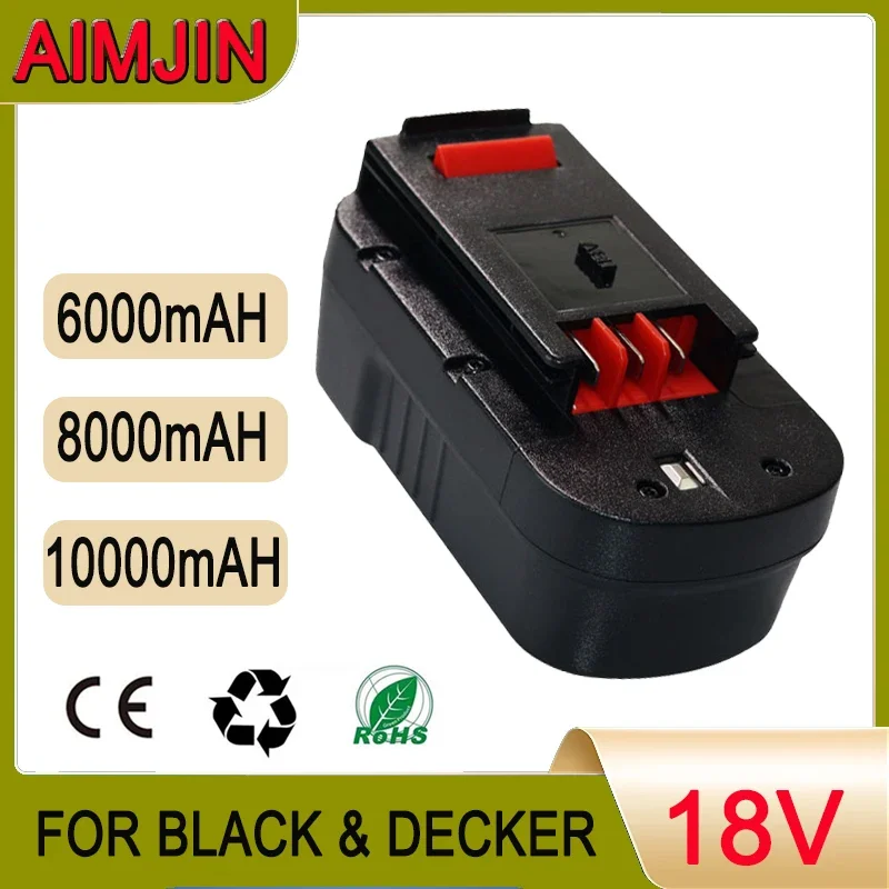 

Аккумуляторная батарея 18 в 6 Ач/8 Ач/10 Ач для Black & Decker A18 A1718 A18NH HPB18 HPB18-OPE FS1800CS FS1800D