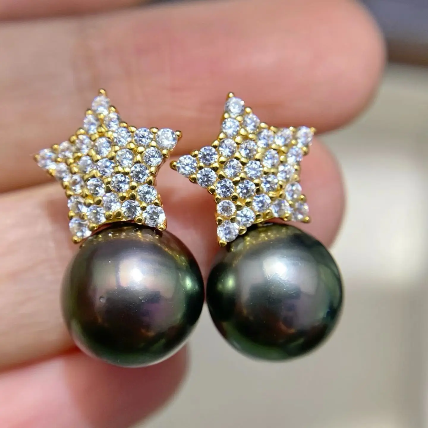 Wholesale Star S925 Sterling Silver Earrings Findings Settings Base Mounting Parts Accessory for 10-11mm Pearls 5 pairs/lot