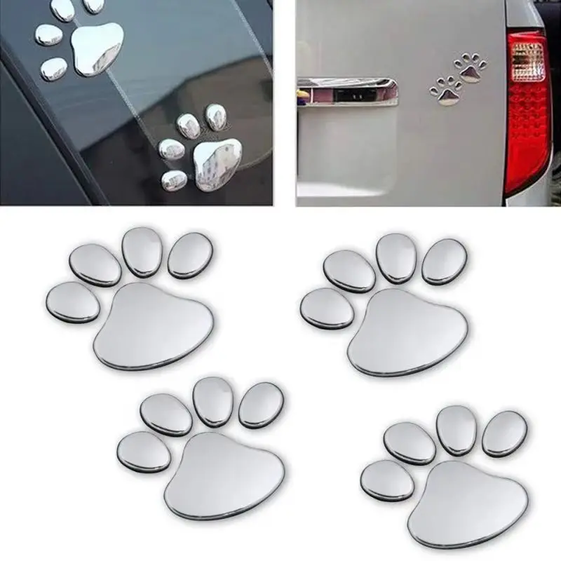 1 Sheet Car Stickers Creative Decals Paw 3D Animal Dog Cat Foot Prints Decal Car Motocycle Sticker Car Accessories