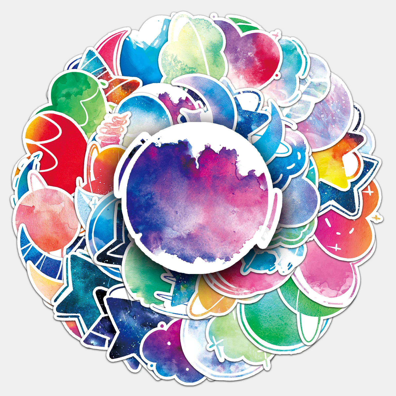 

50pc Watercolor series Cartoon Cute Graffiti Stickers Suitcase Laptop Guitar Skateboard Personalized Decoration Stickers
