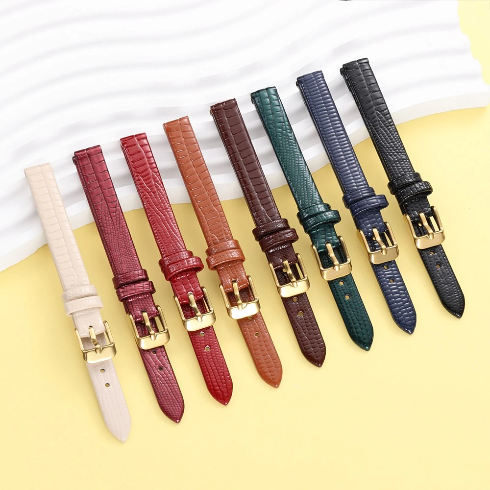 8 10 12 14mm 16mm Lizard Pattern Watch Band Slim Thin Leather Strap Men Women Bracelets Sport Wristband for Tissot for Longines