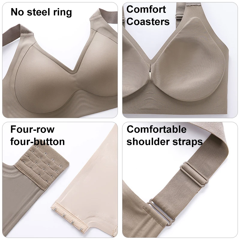 Women Plus Size Bras Full Cup No Steel Ring Underwear Comfortable Upper Support Sling Adjustable Beauty Back Bra Thin Section