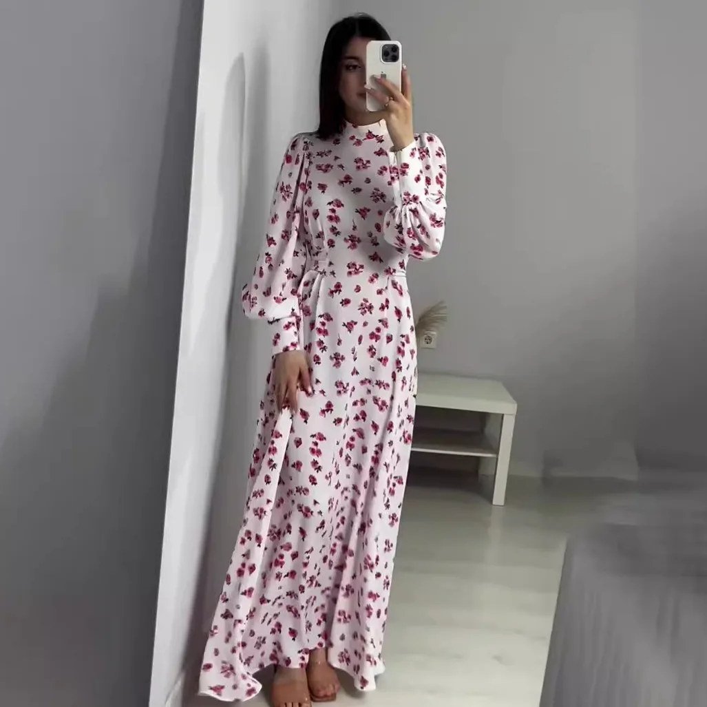 Ramadan marocco Dubai abaya caftano Islam Eid Vestidos stampa floreale Jalabiya arabo abito lungo donne musulmane abiti da festa saudita