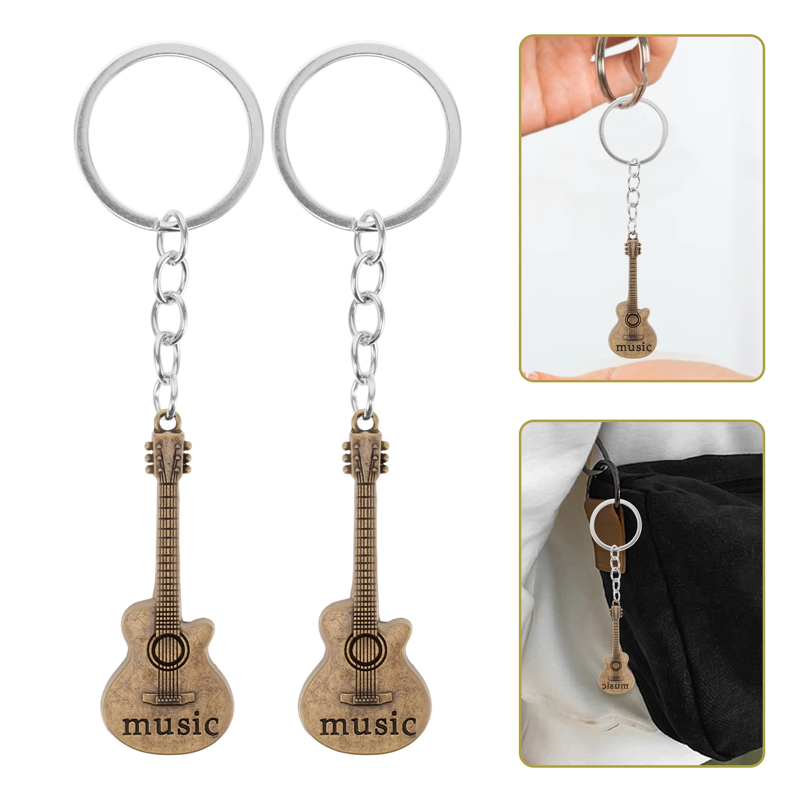 

3pcs Music Guitar Keychain Compact Lightweight Handbag Accessory Keepsake Practical Present Choice Stylish