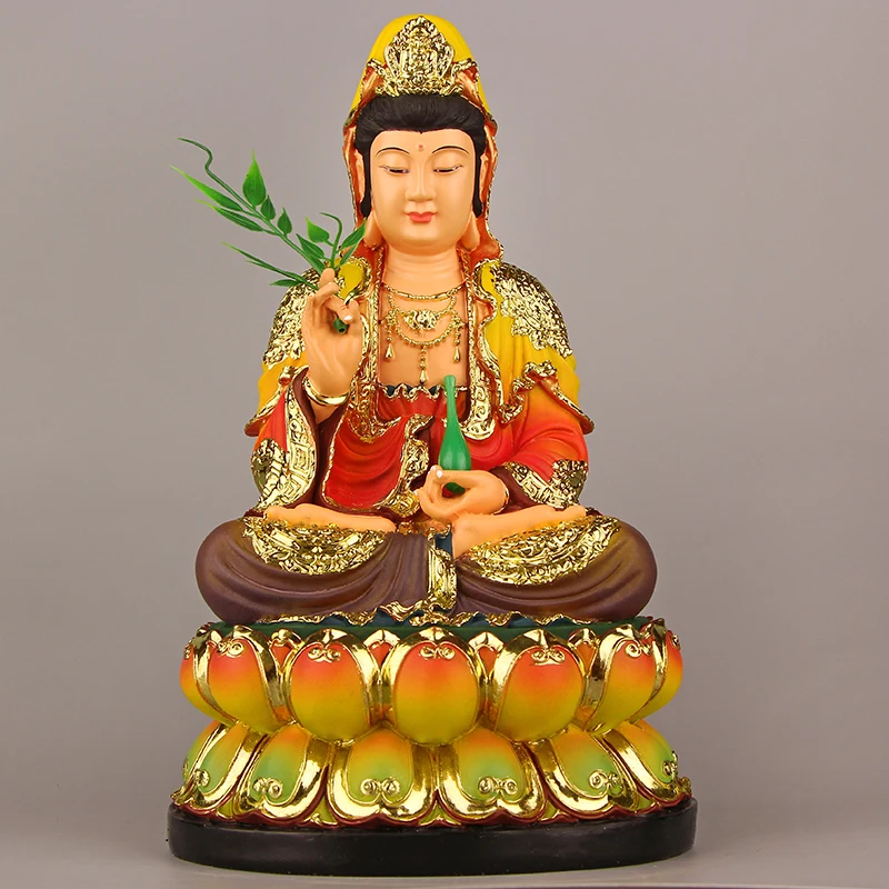 LARGE -Wholesale Buddha figure # HOME family efficacious Protection Talisman Asia FENG SHUI gilding Guanyin Buddha statue