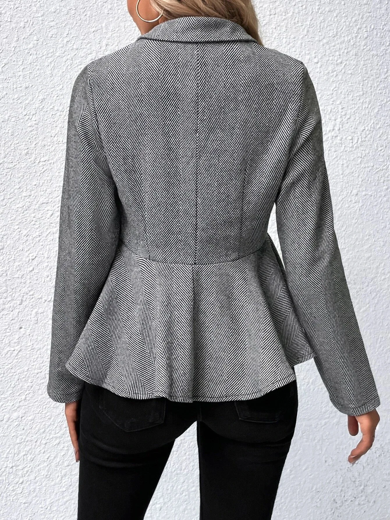 Veste à manches longues à double boutonnage pour femmes, col polo, coupe couvertes à volants, tempérament, dame de bureau, mode, automne, 2025