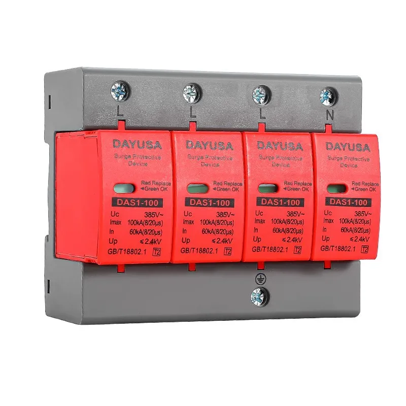 Type 2 AC SPD Surge Protective Device 20KA-40KA 2P/3P/4P for 220V Household & 380V Three-Phase