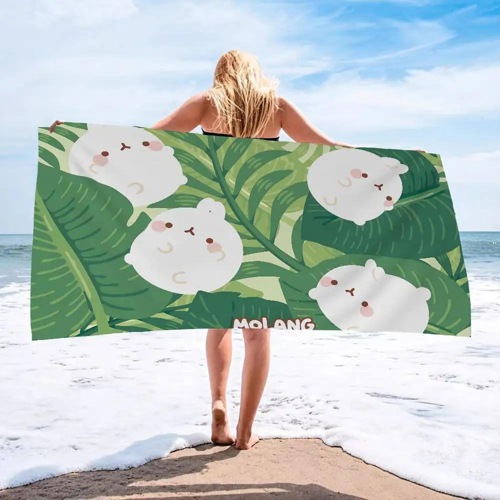 Cute white rabbit M-Molang Microfiber Blanket Quick Drying Beach Towels Oversized Printing Super Absorbent Pool Towel Blanket