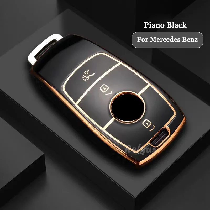 Plating TPU Car Key Case Cover For Mercedes Benz A C E S G Class GLC CLE CLA W177 W205 W213 W222 X167 AMG Auto Accessories