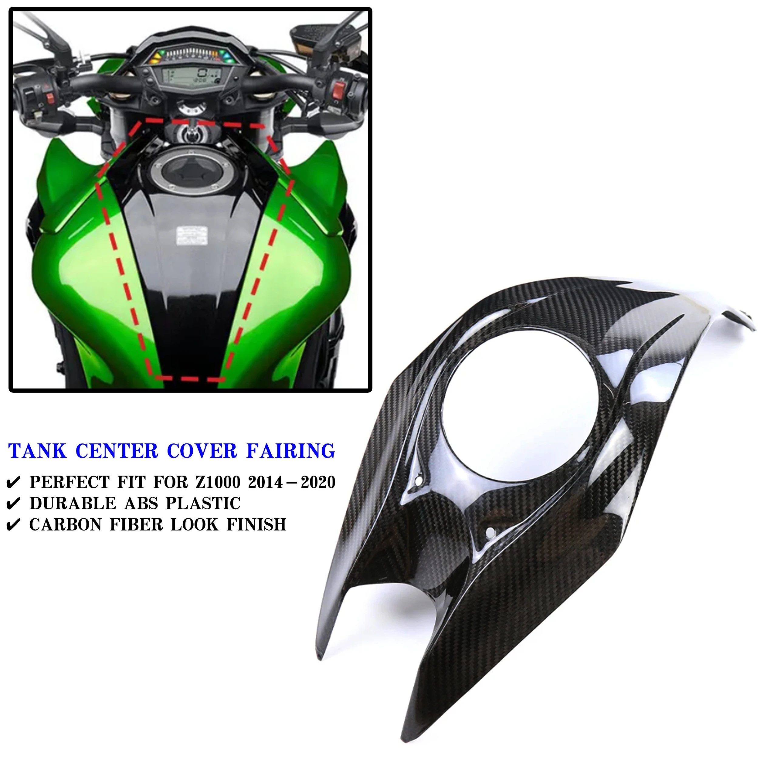 

Tank Center Cover Fairing for Kawasaki Z1000 2015 2016 2017 2018 2019 2020 Motorcycle ABS Body Kit Carbon Fiber Look