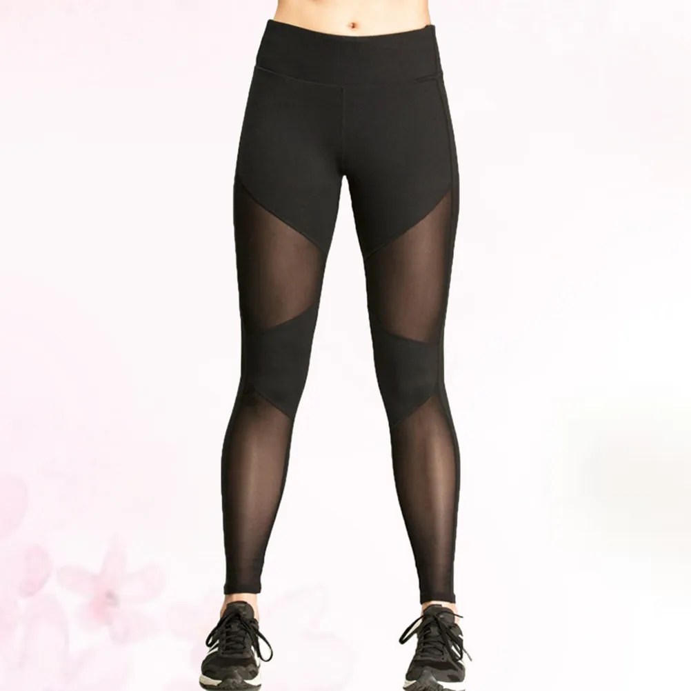 Premium High-Waist Yoga Leggings Dacron Acrylic Fast-Dry Stretchy Mesh Detail Yoga Pants for Women Size L