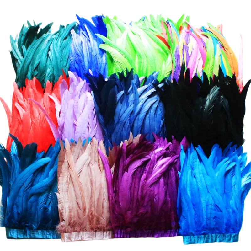 

10Yard/lot Rooster Tail Feather Trims for Needlework DIY Handicrafts 25-30cm Feathers Fringes for Clothes Carnival Accessories