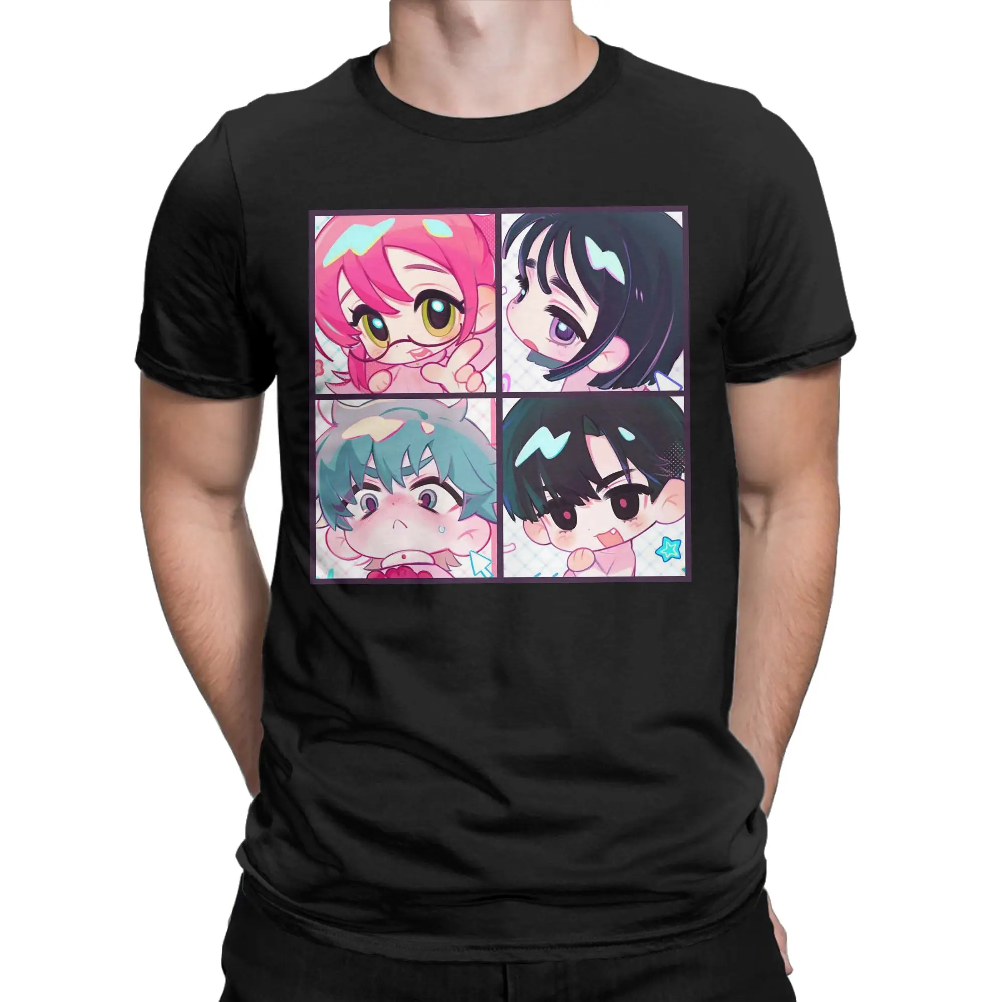 Chibi Alien Stage Anime T-Shirts for Men Women  Vintage Cotton Tees O Neck Short Sleeve T Shirts Big Size Clothing