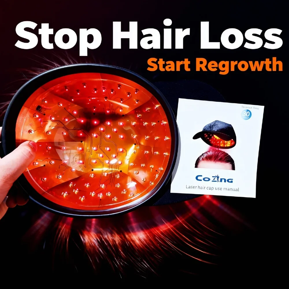 

Red light & Near Infrared Therapy Cap for Hair Growth 650nm Hat Helmet Pigarlic Oily Natural Device Head relaxation