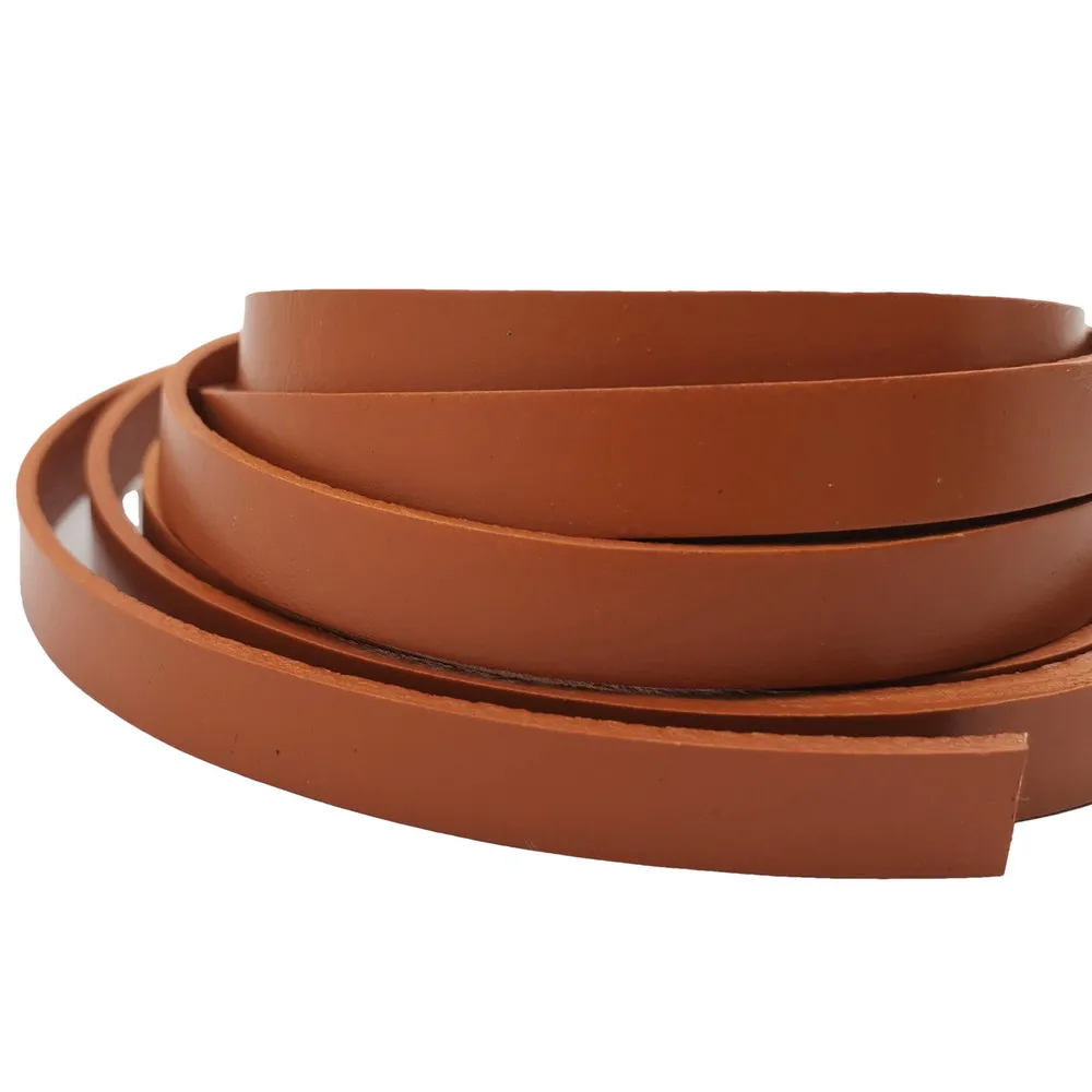 AaaZee Brown Leather Band Leather Strip 10mm Wide 10x2mm Flat