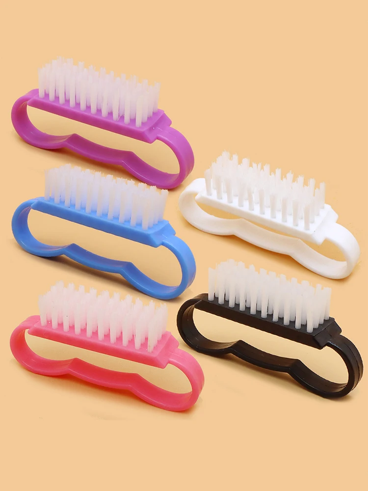 2 brosses pour manucure avec manche papillon, brosse à ongles en plastique colorée, brosse de nettoyage pour ongles, fournitures pour ongles