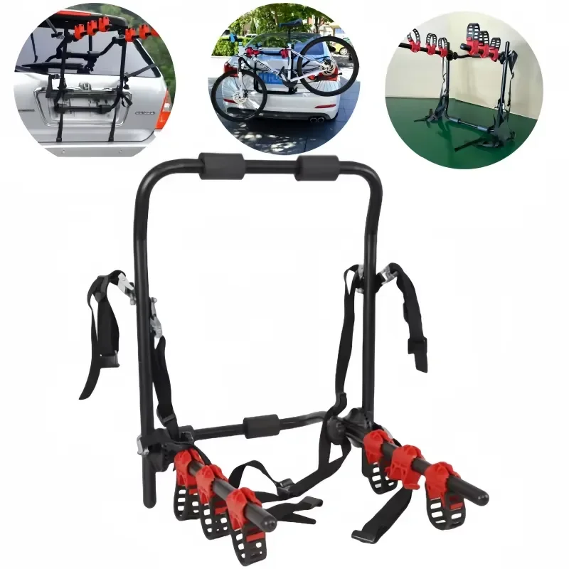 Heavy Duty Steel Car Rear Bike Rack for 3 Bicycles Outdoor Travel Mountain Bicycle Transport Holder Vehicle Trunk Mount