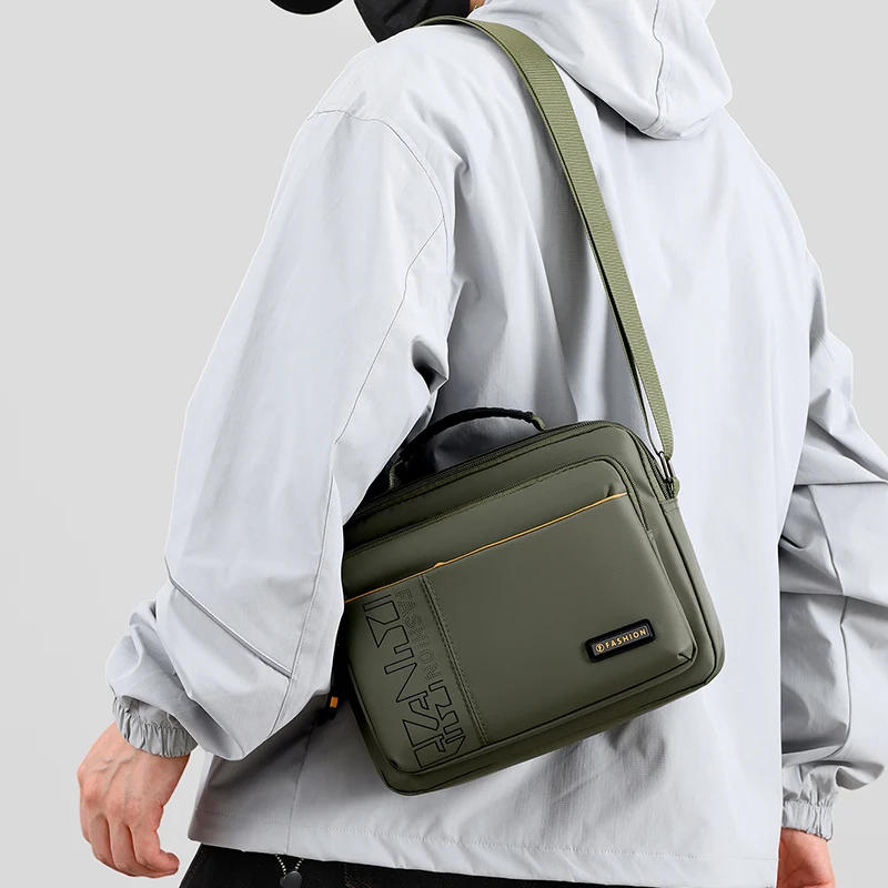 Wasserdichte Herren-Umhängetasche mit großem Fassungsvermögen – Robuste Nylon-Umhängetasche mit mehreren Taschen für Reisen und Arbeit – Detail 9