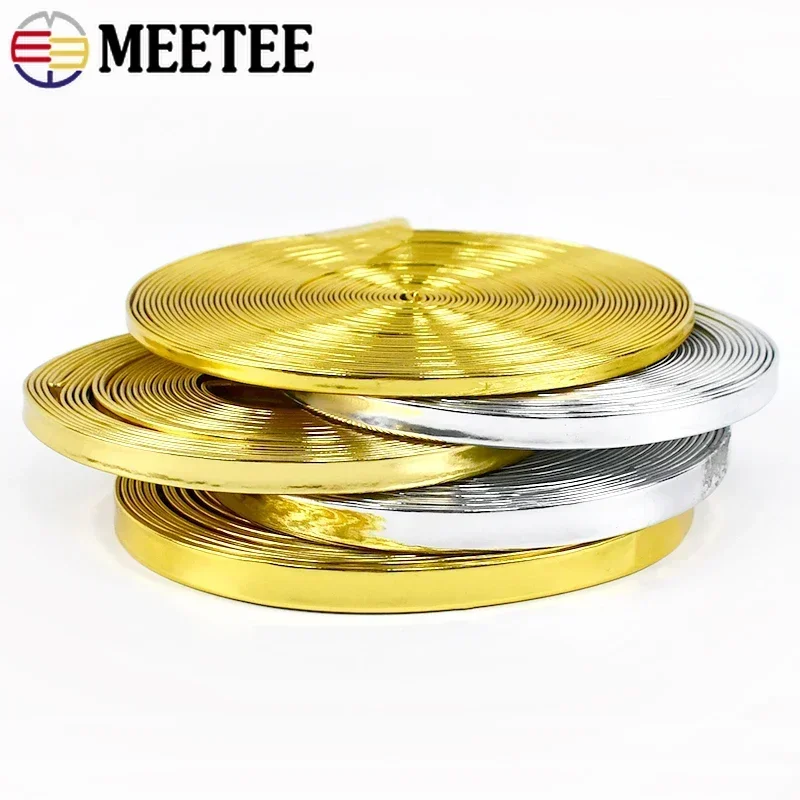 5Meters Meetee 12-50mm Gold Silver PU Leather Cord Rope Ribbons DIY Handmade Hair Garment  Jewelry Bracelet Making Accessories