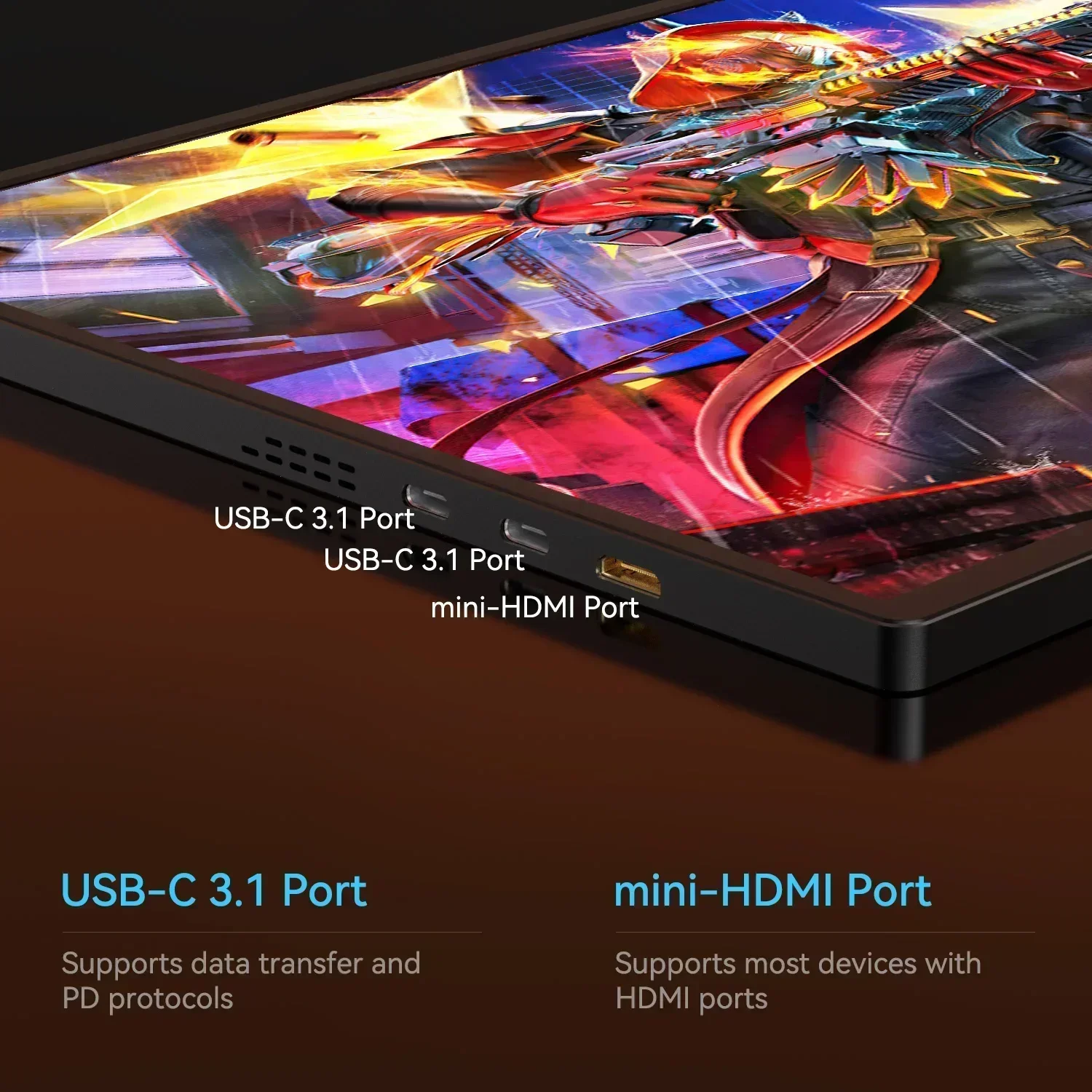 XOWIN Monitor Portátil 2.5k 16 polegadas 2k Tela Externa 100% sRGB 120Hz QHD Para PC Laptop Macbook Phone Xbox PS4 5 Switch