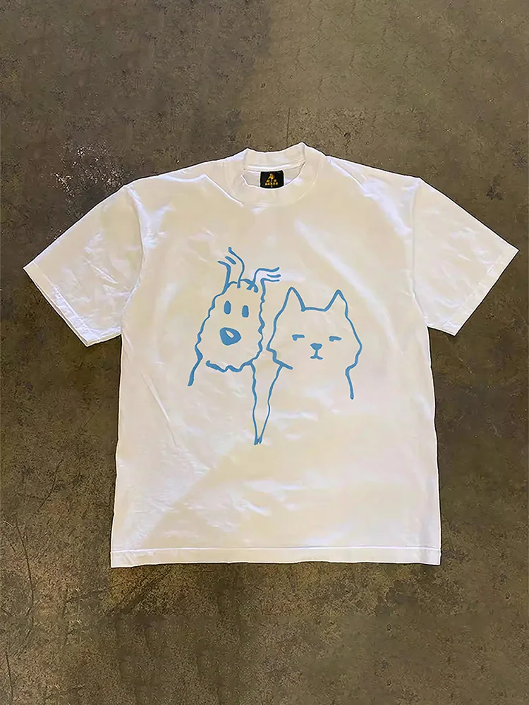Loose Fit Short Sleeve T-Shirt Pure Cotton Double Thread Women's Style Heavyweight Couple's Tee Casual Summer Fashion