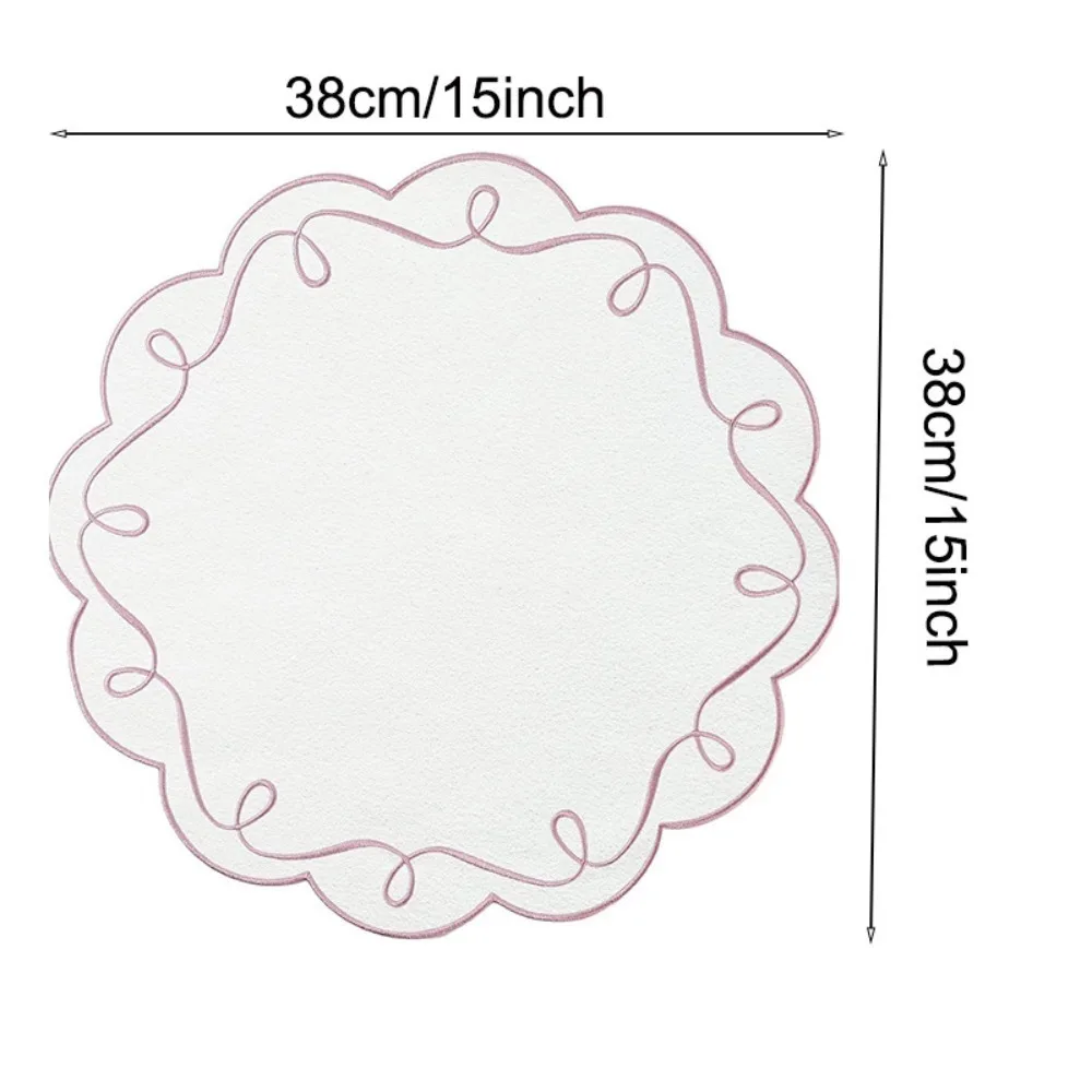 4 Stück Baumwollstoff und Wellen-Stickerei-Tischsets, individuelle Tischplattentücher für Küchentischdekoration und Zubehör – Detail 1