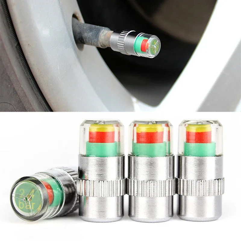 

4pcs Sensors Car Tire Valve Caps Pressure Test Tester Monitor Diagnostic Tools Indicator Motorcycle Accessories