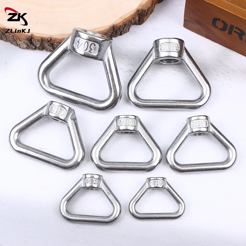 1PCS M8 M10 M12 M14 M16 M20 M24 304 Stainless Steel Triangle Lifting Eye Nut Trapezoid Thread Rings Fit For Handle Bolts