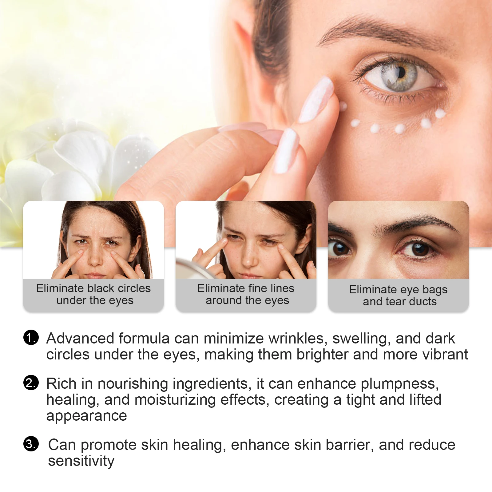Peptide Repair Anti‑Wrinkle Eye Cream Reduce Fine Lines Hydrate Firm Lift Eye Area Relieve Skin Fatigue Deep Wrinkle Treatment