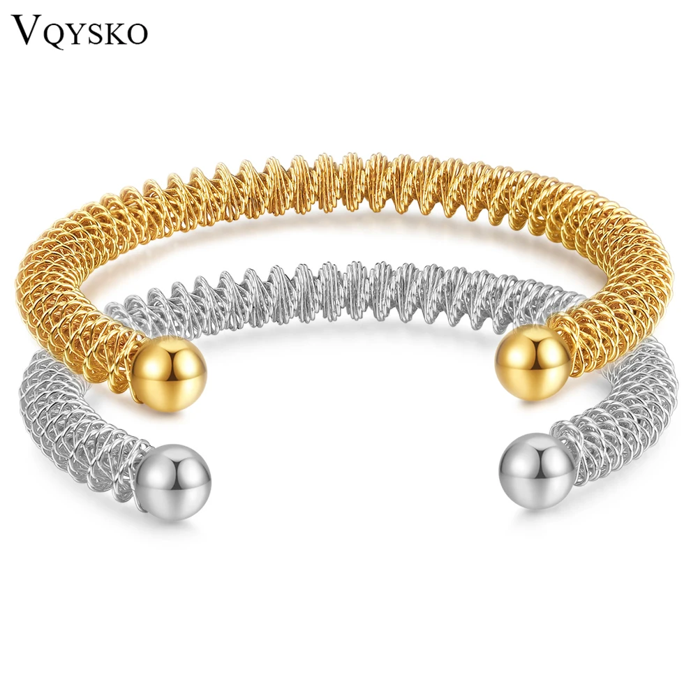 New Style Spiral Elastic Titanium Steel Bracelet Adjustable Size Hip Hop Unique Non-fading Women\'s Jewelry Bracelet Wholesale