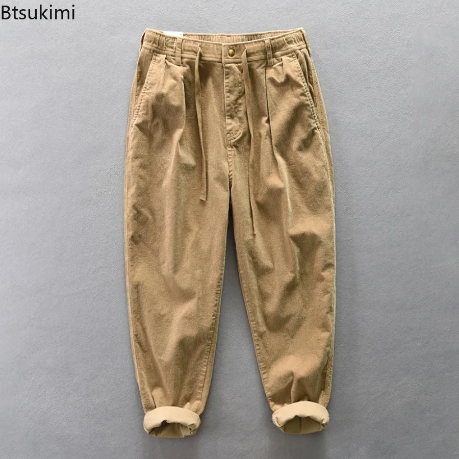 Pantaloni di velluto a coste vintage primavera autunno per uomo Pantaloni larghi casual con coulisse Pantaloni larghi a gamba larga Pantaloni maschili Hip Hop Streetwear