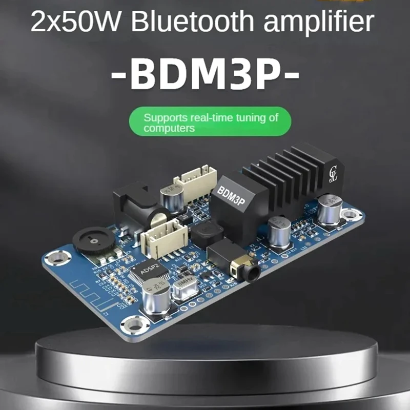 TPA3116 DSP Bluetooth 5.0 Stereo Power Amplifier 2X50W 3.5Mm Input Supports DSP Tuning DC12V-24V Durable Easy Install