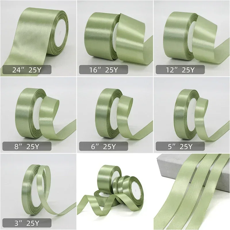 25yards Sage Green Ribbon Army Green Ribbon Gift Wrapping Flower Bouquet Crafts Wedding Party DIY Handmade Apparel  Accessories