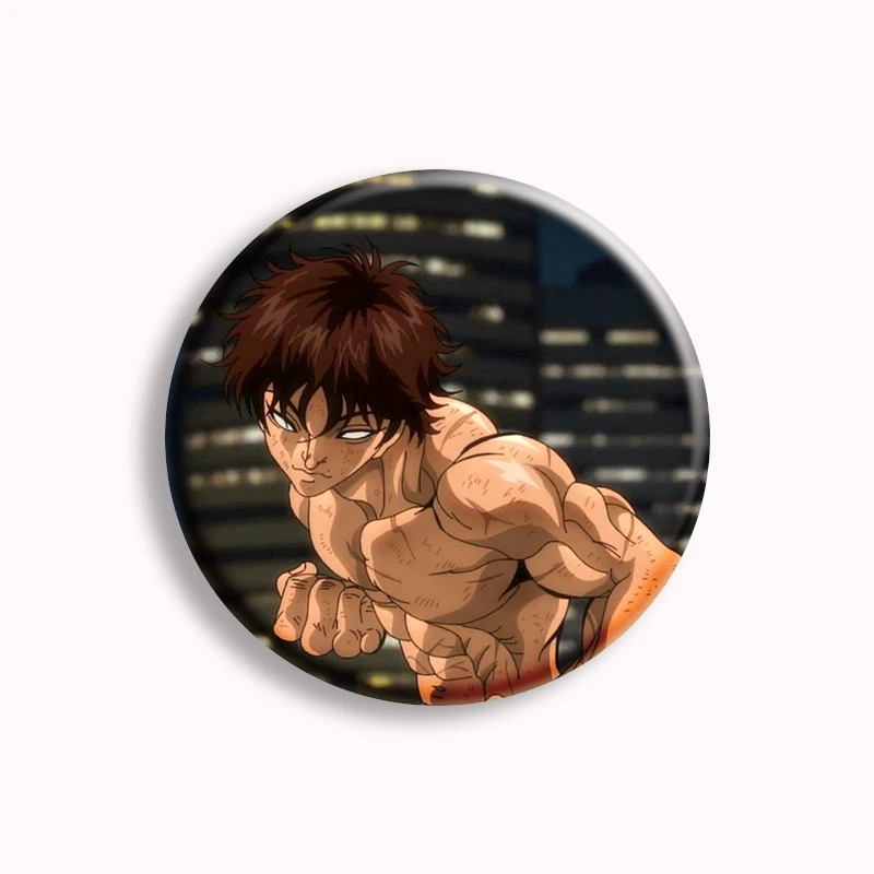 Grappler Baki Manga botón Pin hijo de Ogre Hanma Baki Anime broche insignia bolsa accesorios decoración joyería Fans colecciona regalo