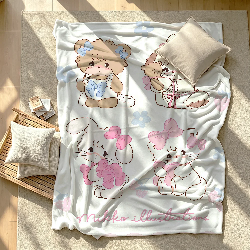 Cartoon Cute M-mikko Pink Blanket Soft Warm And Thick Perfect For Bedroom Living Room Bed Sofa Camping Picnic Office Gift