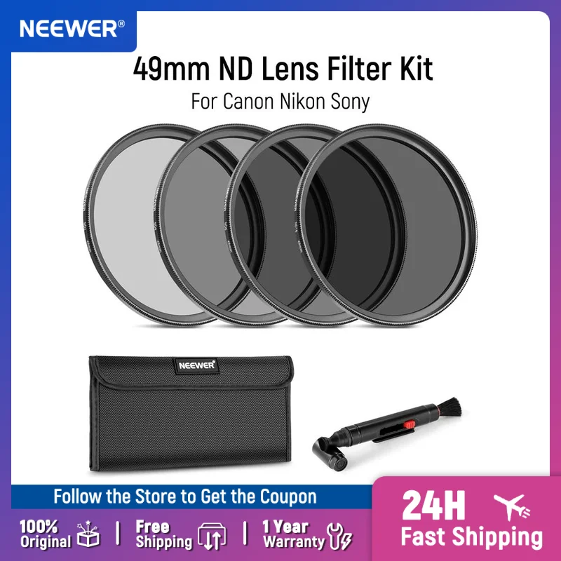 NEEWER Kit de filtre d'objectif ND ND2 ND4 ND8 ND16 pochette de filtre densité neutre et Kit d'accessoires Canon Nikon Sony Panasonic appareil photo reflex numérique