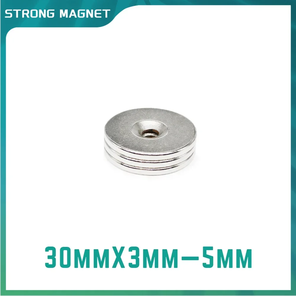 

5/10/20PCS 30x3-5mm Round Strong Powerful Magnets Hole Disc Countersunk Search Magnet