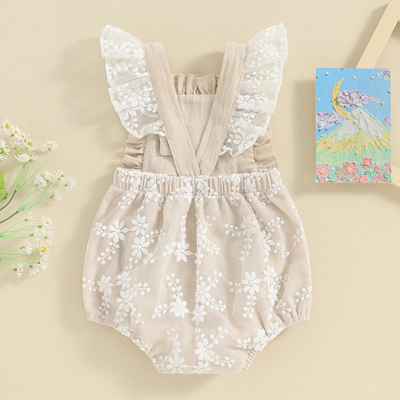 

Newborn Baby Girl Clothes Lace Romper Overall Ruffle Sleeveless Floral Tutu Bodysuit Jumpsuit Summer Outfits