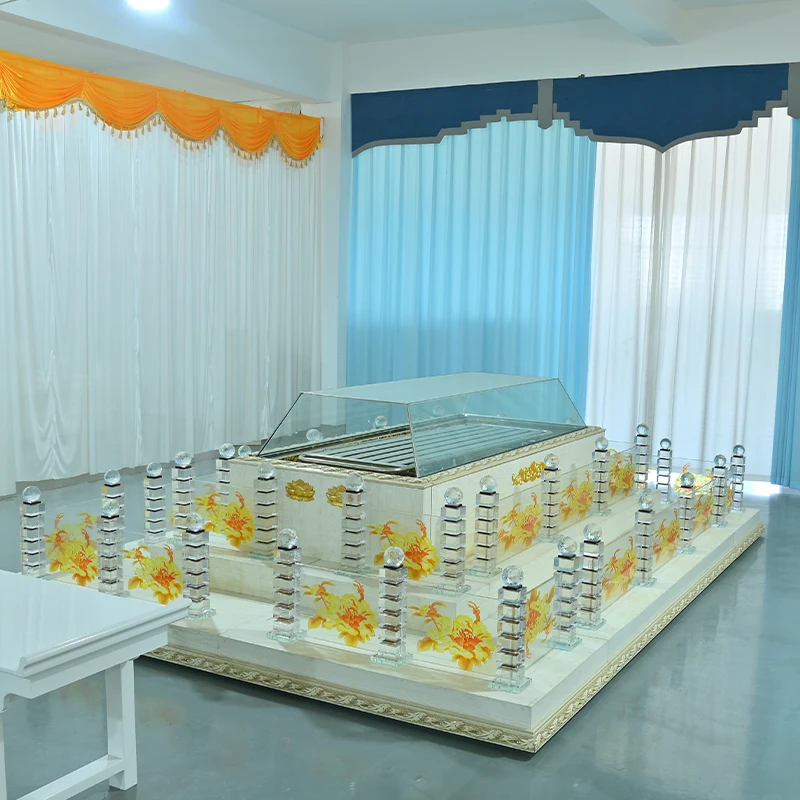 Customized Easy to Assemble Crystal Memorial Viewing Platform for Coffin Modular Design Adaptable to Various Venue Layouts