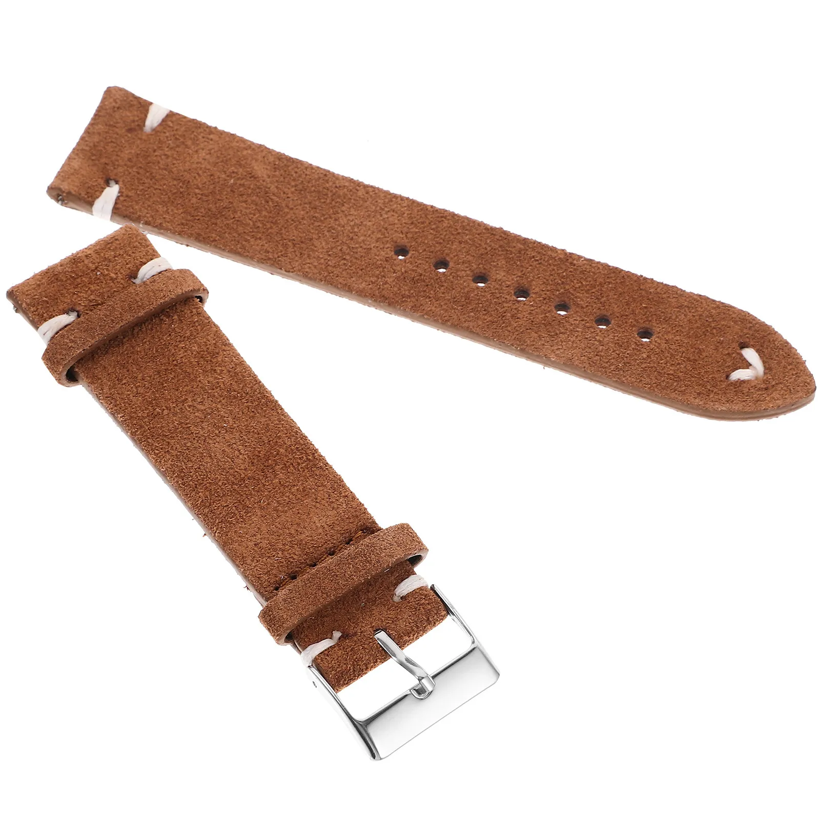 Watch Band 22Mm Quick Release Retro Style Suede Stitched Strap for Men Women Compatible with Smart and Traditional