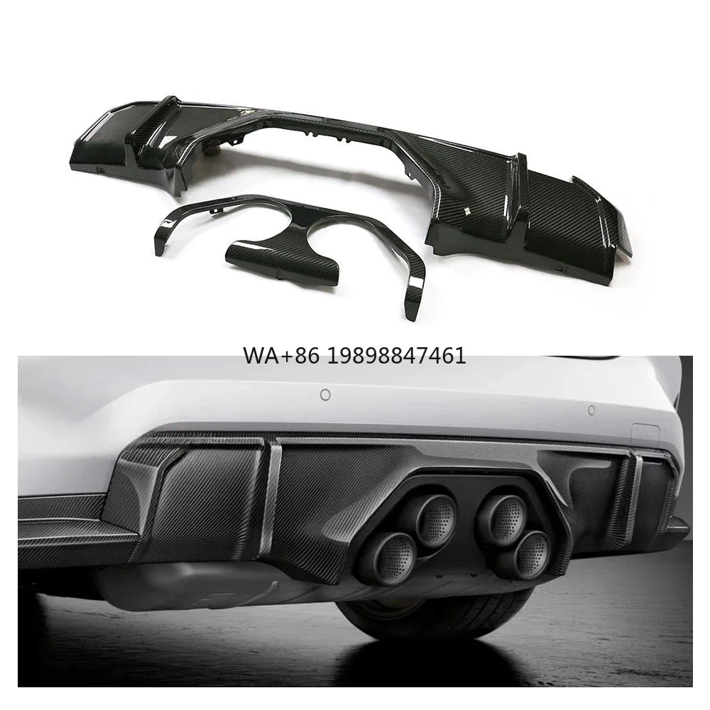 

For BMW G80 M3 G82 M4 2021-2022 Pure Dry Carbon Fiber Rear Bumper Diffuser Lip New Automotive Spoiler with Heat Shield G80 M3