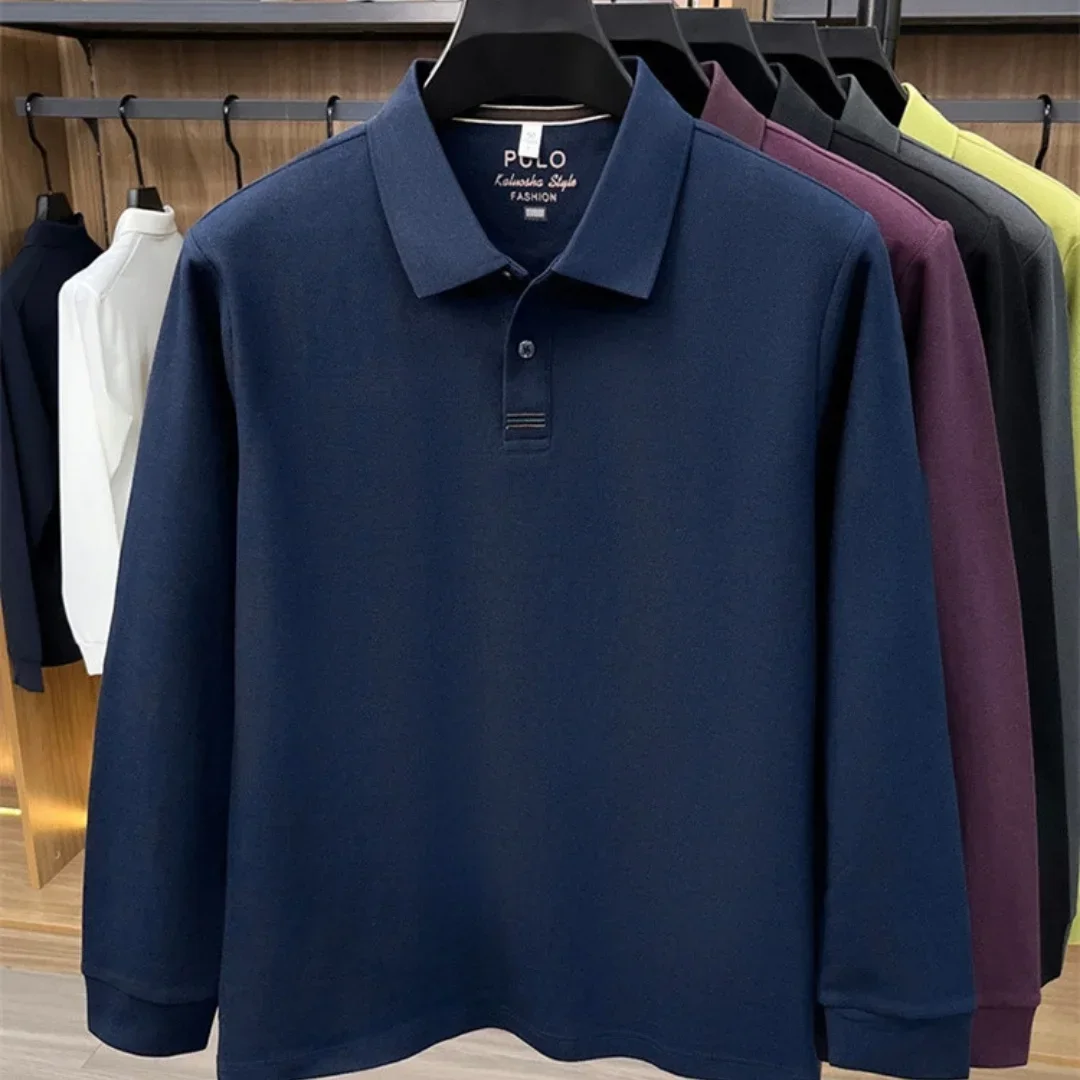 2026 neues 100% reines Baumwoll-Poloshirt für Herren, hochwertige Marke, langärmelig, Herbstmode, luxuriöse Stickerei, Golf-Oberteil, Business-T-Shirt – Detail 8