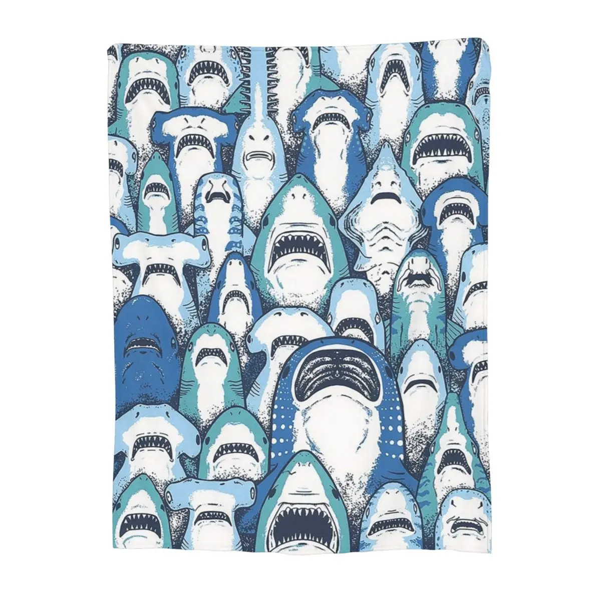 Deep Sea Shark Black Blankets Soft Warm Flannel Throw Blanket Cover for Bed Living room Picnic Travel Home Couch