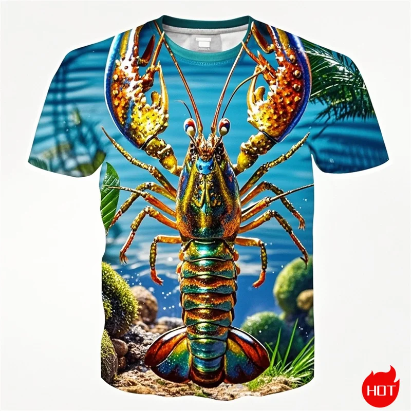 

Summer 3D Printed Cute Animal Shrimp T Shirt Funny Crayfish Graphic Short Sleeves Kid Fashion Streetwear Tee Shirts Clothes Tops