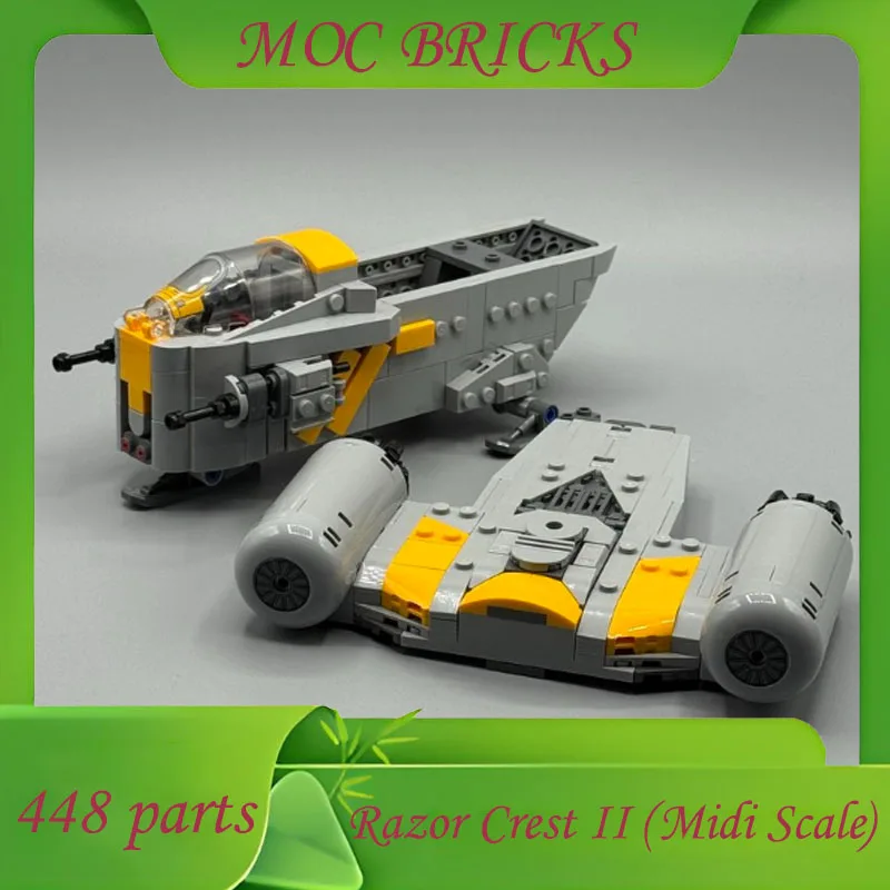 Custom 448 Parts Spaceship Series MOC Razor Crest II (Midi-Scale) Creative Model DIY Architecture Assembly Educational Toy Gifts