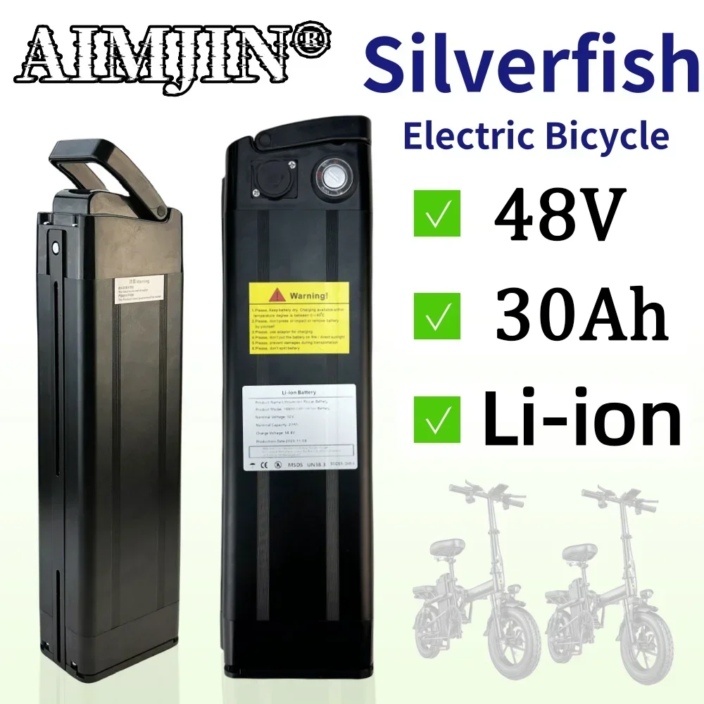 Silverfish battery 48v Powerful 30Ah Electric Bike Bateria Accu 1000W 750 500W EBike Bicycle Battery