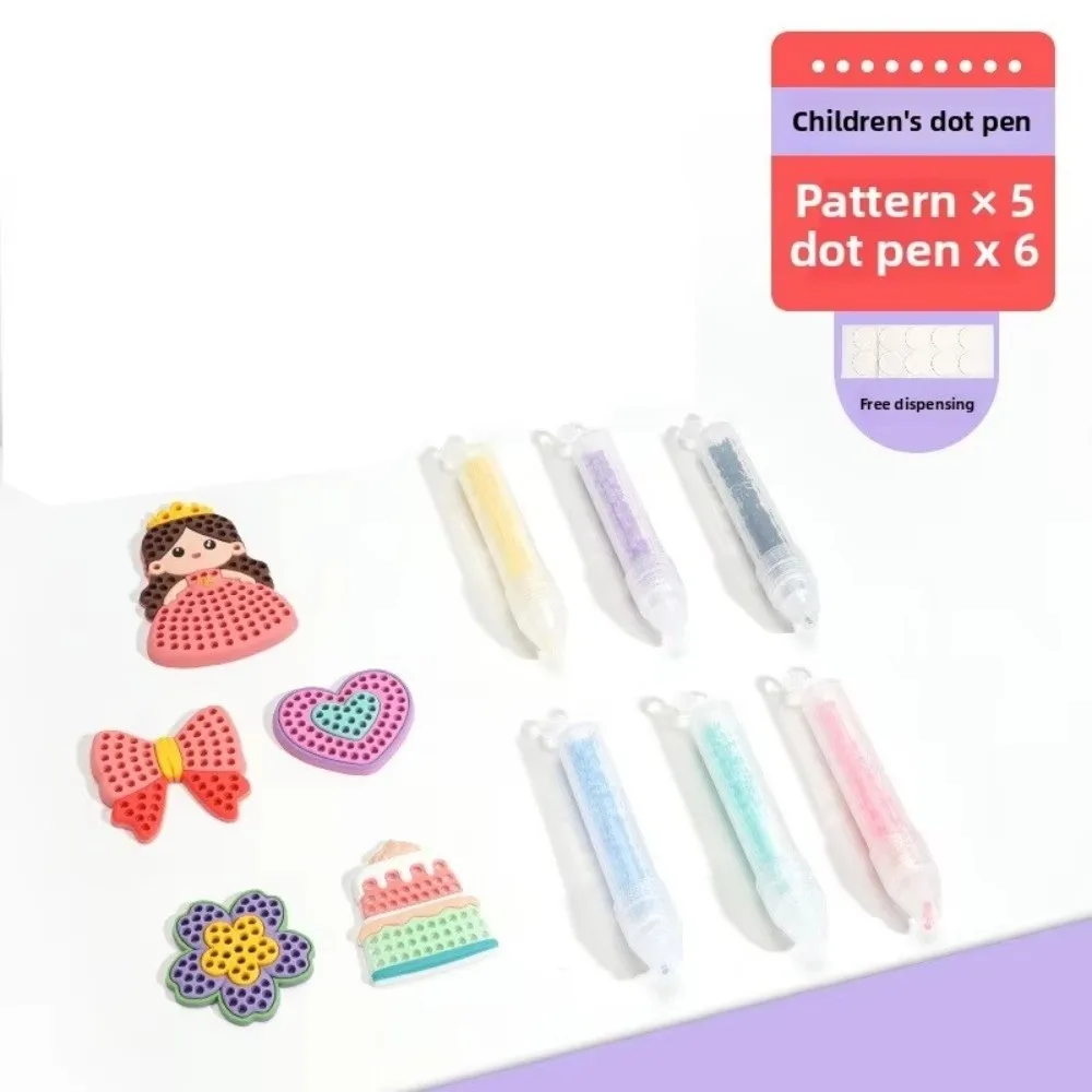 Rainbow Bow Handmade Set Beads Pen Ballpoint Pen Painting Creative Production Handmade Bead Painting Sticker Set Princess Theme
