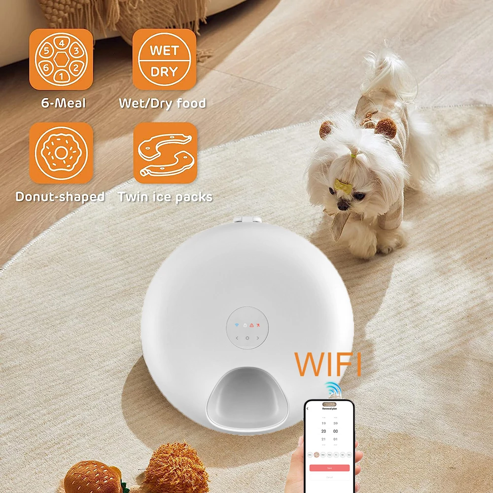 

WiFi 6 Meal Meal Automatic Cat Food Dispenser with App Control, Dry and Wet Food Cat Feeder, Smart Dog Feeder with Two Ice Packs